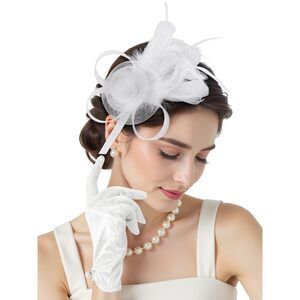 2pcs 50s Fascinators Hats For Women Wedding Church Flower Mesh 3978